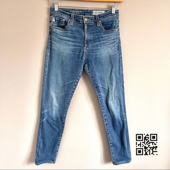 AG Adriano Goldschmied Blue Distressed Farrah High Rise Skinny Ankle Jeans - 28R - Picture 2 of 10